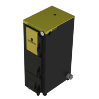 стальной котел черно-желтого цвета с тремя дверками